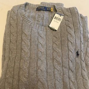 Polo by Ralph Lauren Gray Cotton Cable Sweater 4XLT BNWT
